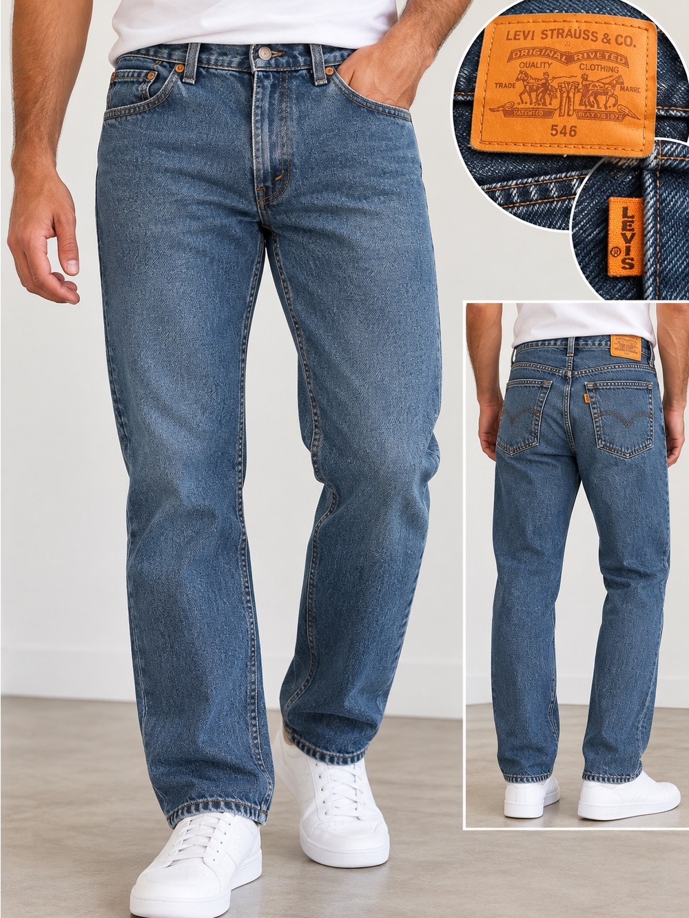 Levi’s 545 Men’s Blue Denim Jeans Orange Tab Straight Relaxed Fit 36x29